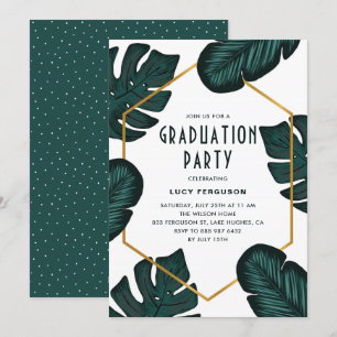 Invitation Tropical Feuille Frame Graduation Party