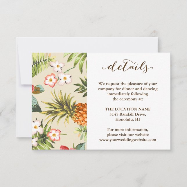 Invitation Tropical Feuille Pineapple Hawaiian Mariages Détai (Devant)