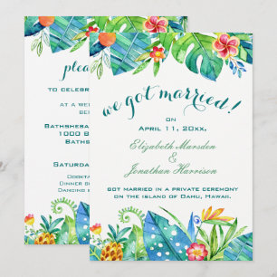 Invitation Tropical Floral Élégant Nous Avons Marié Réception