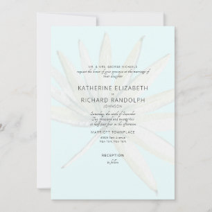 Invitation Tropical Frond Ice Blue Bride Parents Mariage