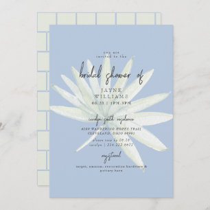 Invitation Tropical Frond Mint & Fête des mariées Bleue