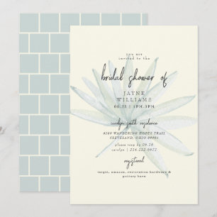 Invitation Tropical Frond Mint & Fête des mariées Jaune