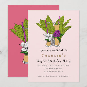 Invitation Tropical fun coloré cocktail de 50 ans
