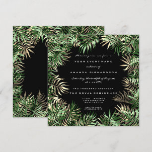 Invitation Tropical Green Palm Leaf Fern Bois Végétation