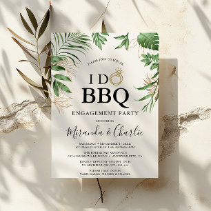 Invitation Tropical Greenery & Or 'Je Fais un BBQ' Fiançaille