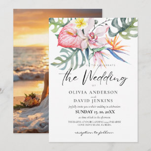 Invitation Tropical Hawaiian Mariage Beach Thème