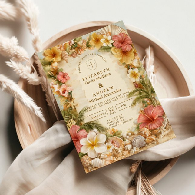 Invitation Tropical Hibiscus Beach Botanical Wedding (Créateur téléchargé)