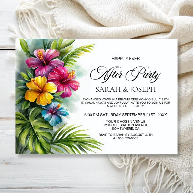 Invitation Tropical Hibiscus Wedding After Party (Créateur téléchargé)