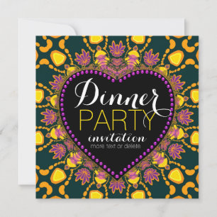 Invitation Tropical Hippie Love Batik Dîner de fête Invitatio