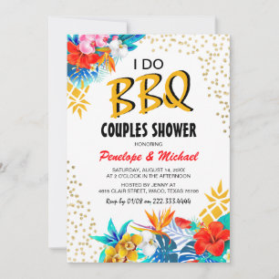Invitation Tropical 'JE FAIS UN BBQ' Shower de Couple