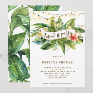 Invitation Tropical jungle sweet 16 fêtes