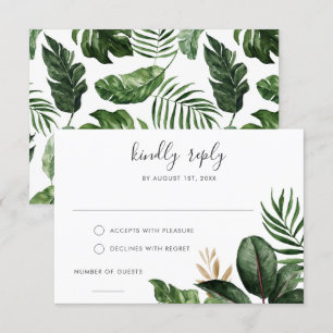 Invitation Tropical Moderne Palm Caoutchouc Arbre Or Feuille