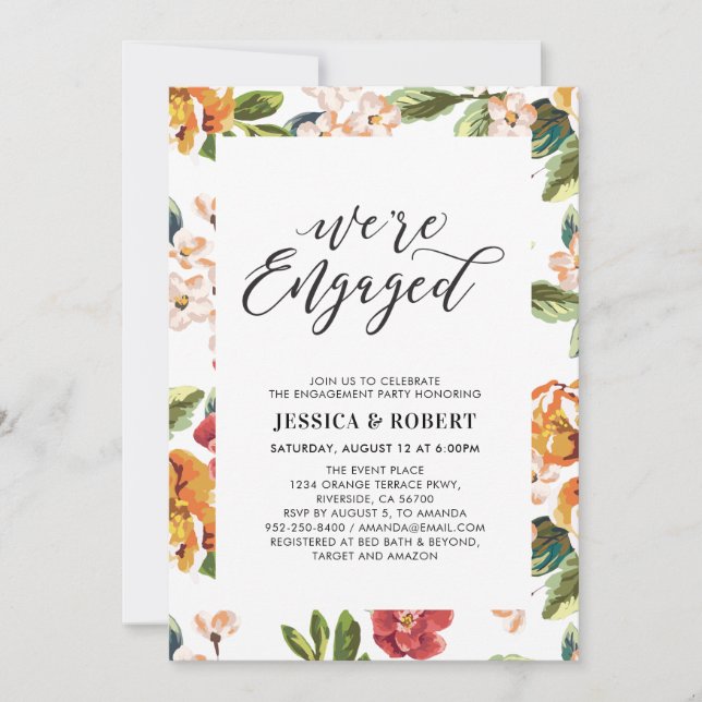 Invitation Tropical moderne | Partie d'engagement "Nous somme (Devant)