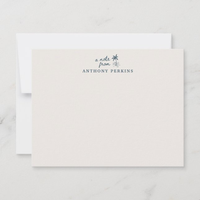 Invitation Tropical Palm Coastal Beach Personalized Note Card (Devant)