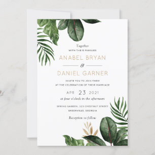 Invitation Tropical Palm Feuille Mariage moderne