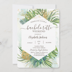 Invitation Tropical Palm Feuille Summer Bachelorette Party