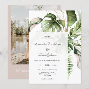 Invitation Tropical Palm Feuilles Été Mariage moderne