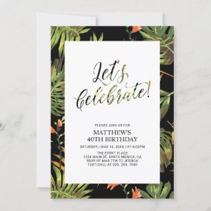 Invitation Tropical Palm Motif Adulte 40e Anniversaire