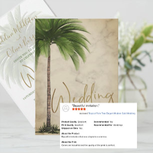 Invitation Tropical Palm Tree élégant Mariage d'or moderne