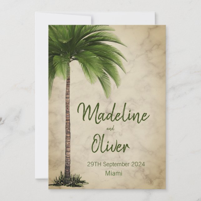 Invitation Tropical Palm Tree Elegant Moderne Mariage élégant (Devant)