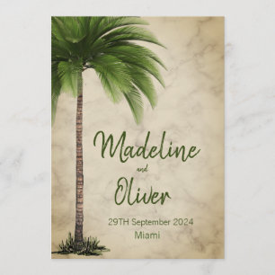 Invitation Tropical Palm Tree Elegant Moderne Mariage élégant