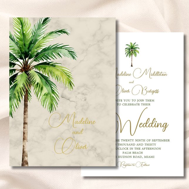 Invitation Tropical Palm Tree Elegant Moderne Mariage élégant (Créateur téléchargé)