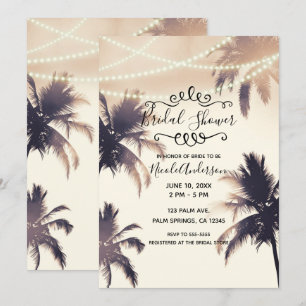 Invitation Tropical Palm Trees & Lights Crème Shower de Maria