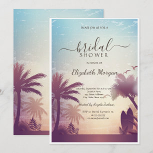 Invitation Tropical Palms Beach Réception de Mariage