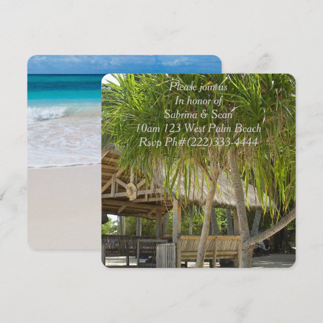 Invitation Tropical Paradise Beach Palm Destiny Destiny'S (Devant / Derrière)