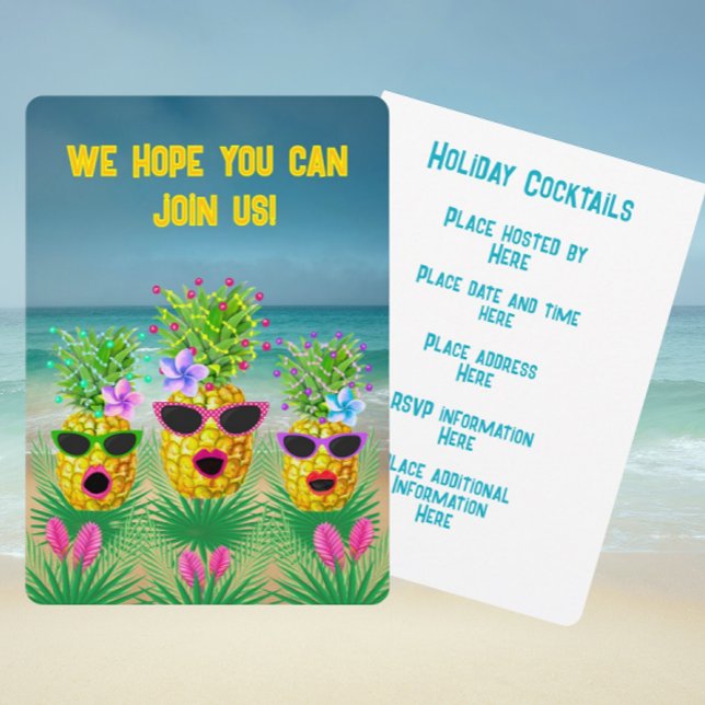 Invitation Tropical Personalized Singing Lady Pineapples  (Customize with your personal information!)