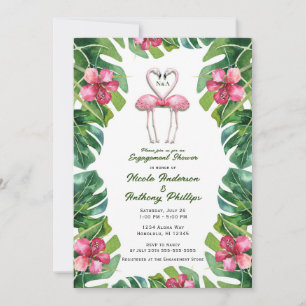 Invitation Tropical Rose Flamants roses Fiançailles Douche