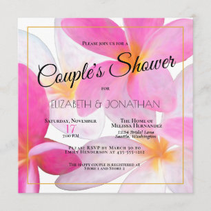 Invitation Tropical Rose Floral Hawaii Beach Couple douche