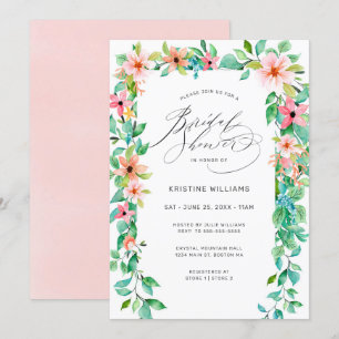 Invitation Tropical Rose Floral Moderne Fête des mariées de s