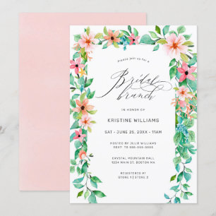 Invitation Tropical Rose Floral Script moderne Brunch nuptial