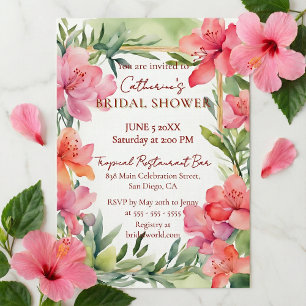 Invitation Tropical Rose Floralité Or Fête de Mariage