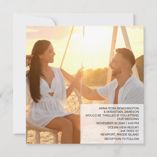 Invitation *~* Tropical RSVP QR AP13 PHOTO Palms Mariage (Devant)