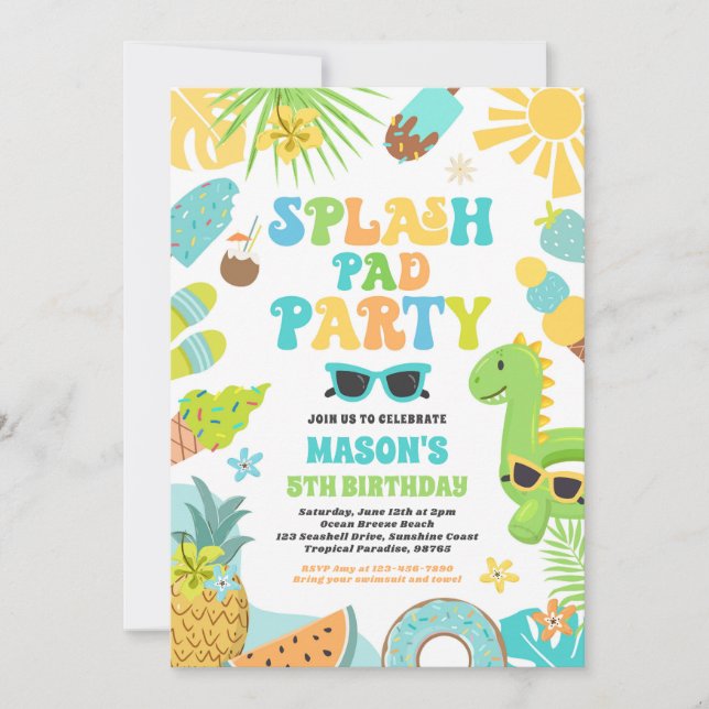 Invitation Tropical Splash Pad Fête d'été (Devant)