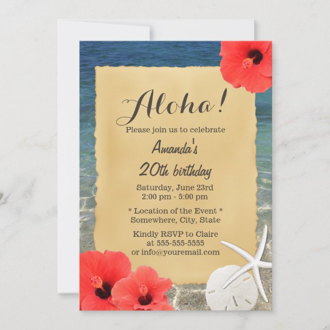 Invitation Tropical Starfish Beach Floral Anniversaire (Devant)
