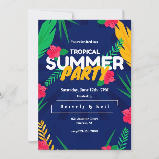 Invitation Tropical Summer Party (Devant)