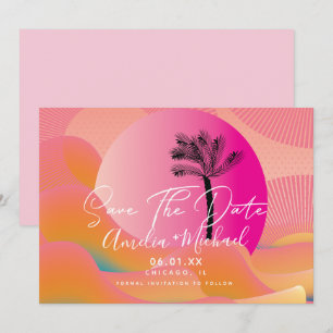 Invitation Tropical Sunrise Gras Rose Orange Enregistrer la D