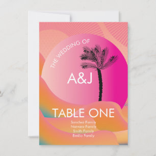 Invitation Tropical Sunrise Rose Orange Clair Assise de Table