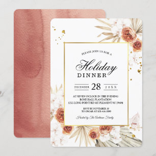 Invitation Tropical Terracotta séché Palm Leaf Gold Frame