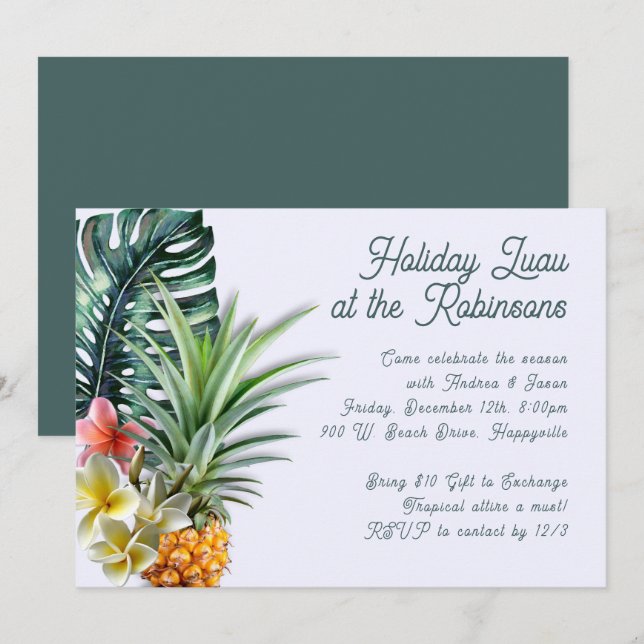 Invitation Tropical Thème Maison ou Bureau Fête de Vacances (Devant / Derrière)