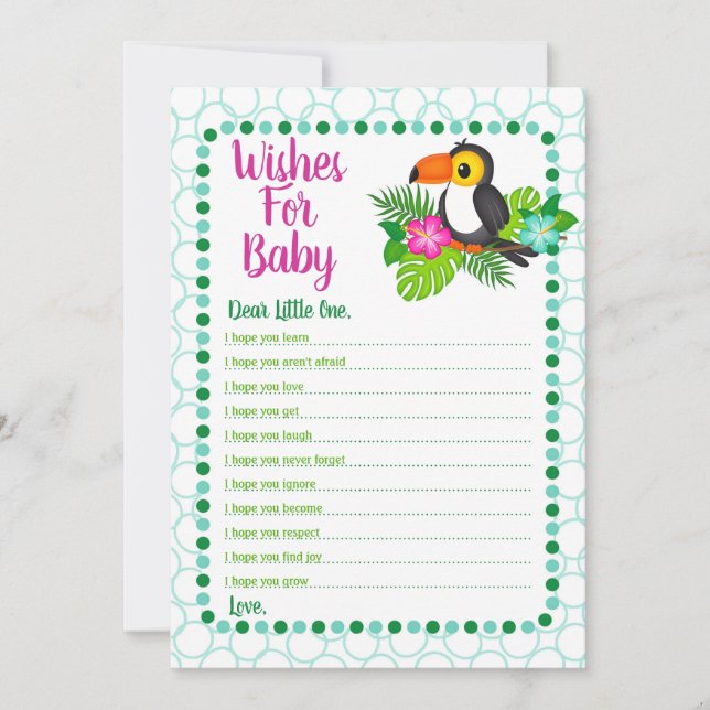 Invitation Tropical Toucan Wings For Baby shower Game (Devant)