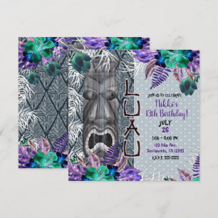 Invitation Tropical Vintage Rétro Floral Tiki Hawaïen Luau