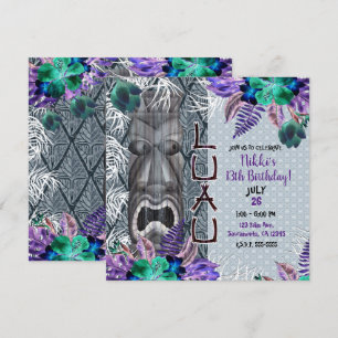 Invitation Tropical Vintage Rétro Floral Tiki Hawaïen Luau
