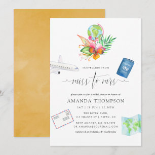 Invitation Tropical Voyageant De Mlle À Mme Fête des mariées