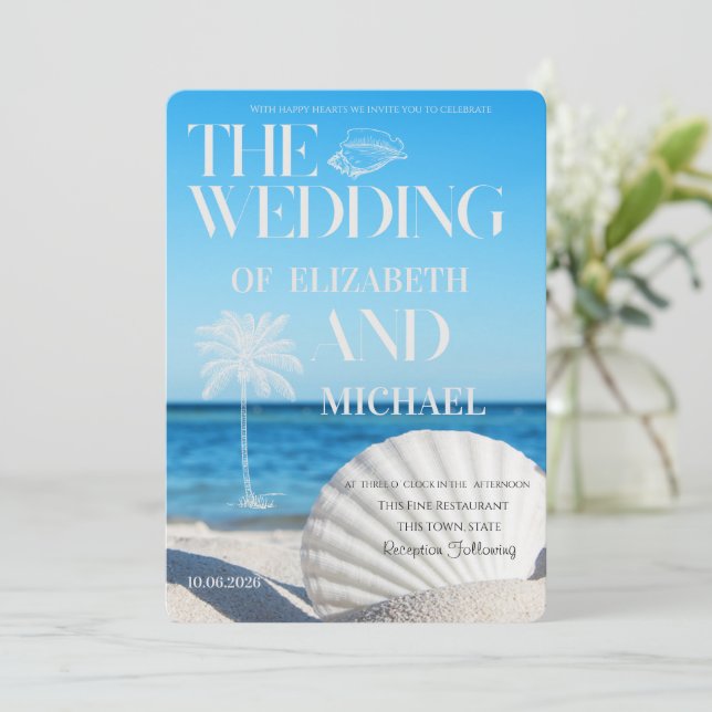 Invitation Tropical Wedding Ocean Beach Wedding (Debout devant)