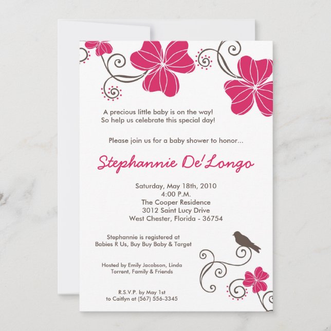 invitation tropicale de baby shower de fleur de (Devant)