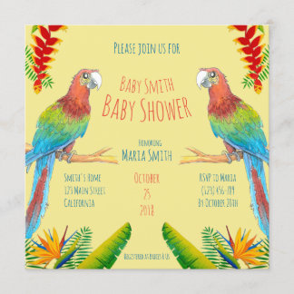 Invitation tropicale de baby shower de perroquet